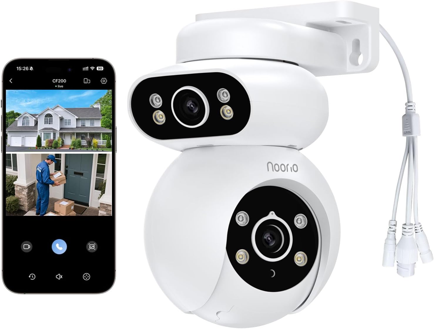 Noorio Dual Lens 2K Security Camera Outdoor with Night Vision