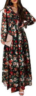 Chic Bohemian Deep V Neck Short Sleeve Dress for Women