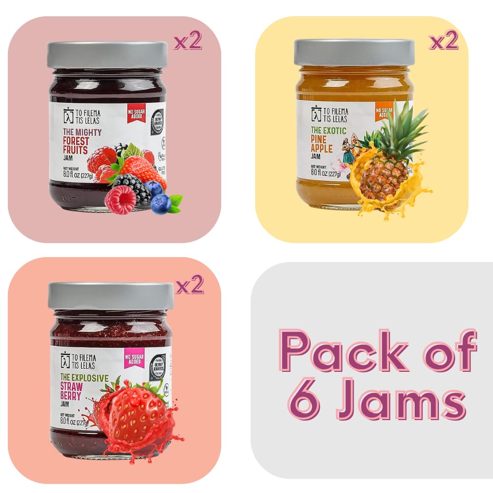 Assorted No Sugar Added Jams - Healthy Fruit Spreads for Breakfast