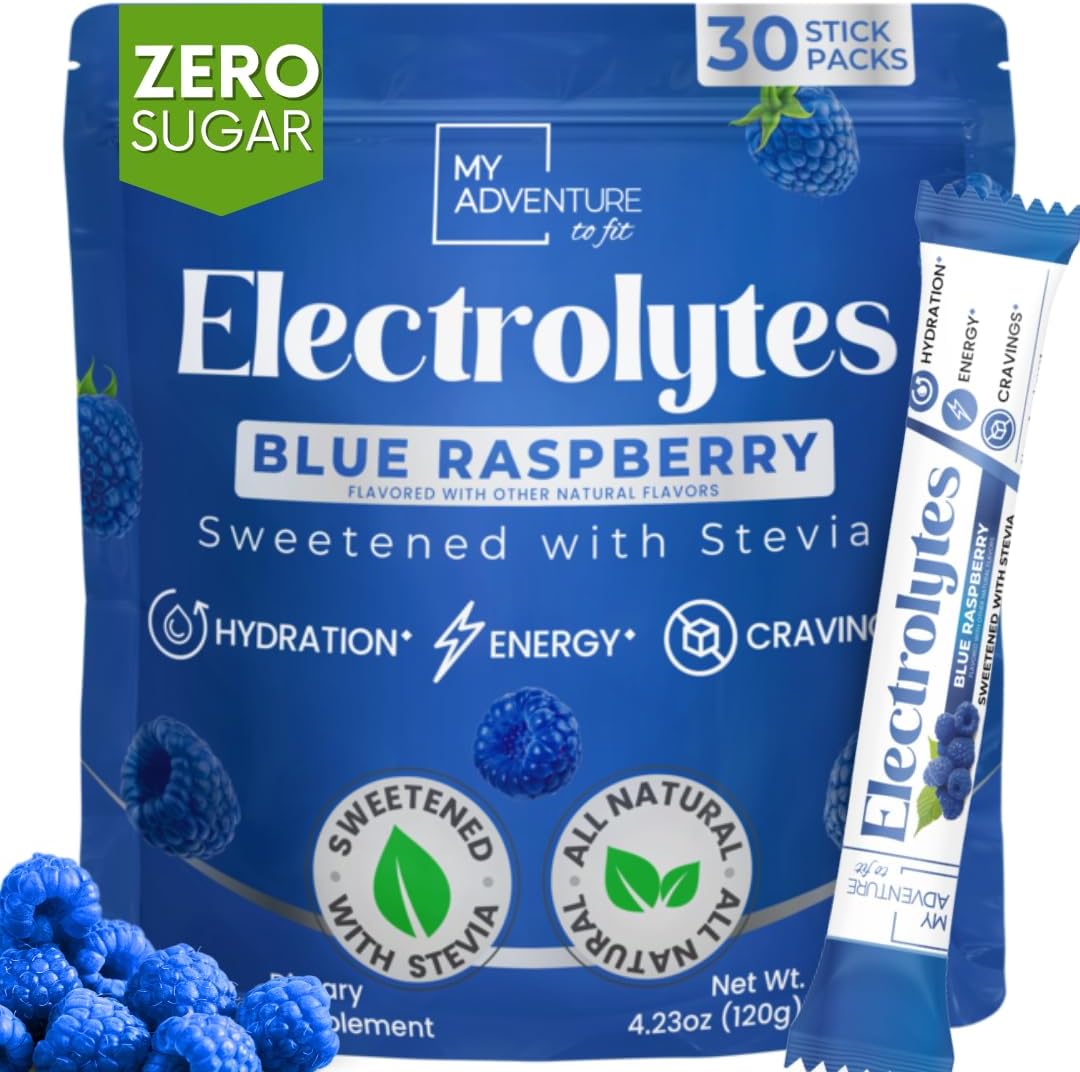 Blue Raspberry Electrolytes Powder Packets for Hydration Boost