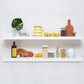 Floating White Shelf 60 in - Solid Real Wood Floating Shelves