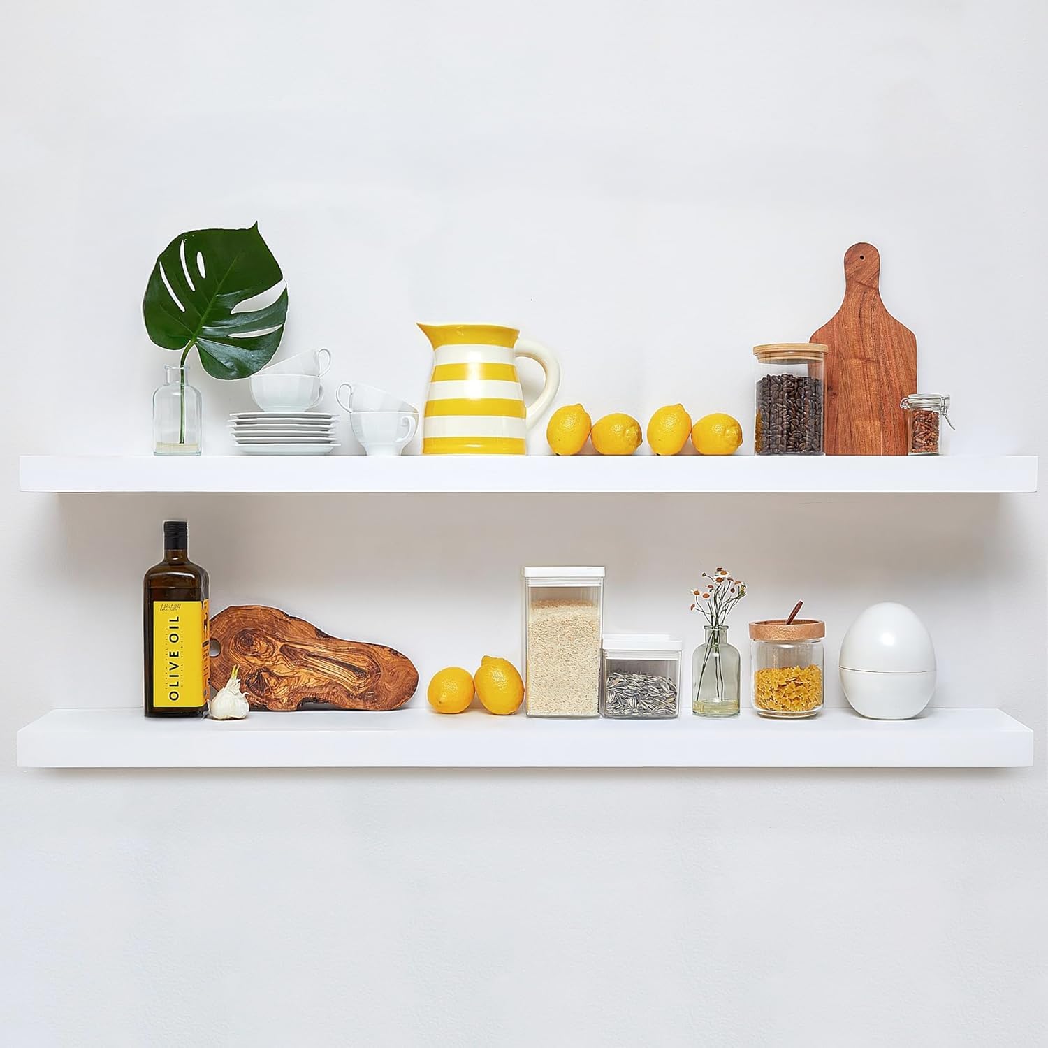Homeforia Floating White Shelf 60in - Elegant Wall Decor Solution