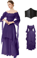 BITSEACOCO Women Medieval Victorian Off Shoulder Dress - Vintage