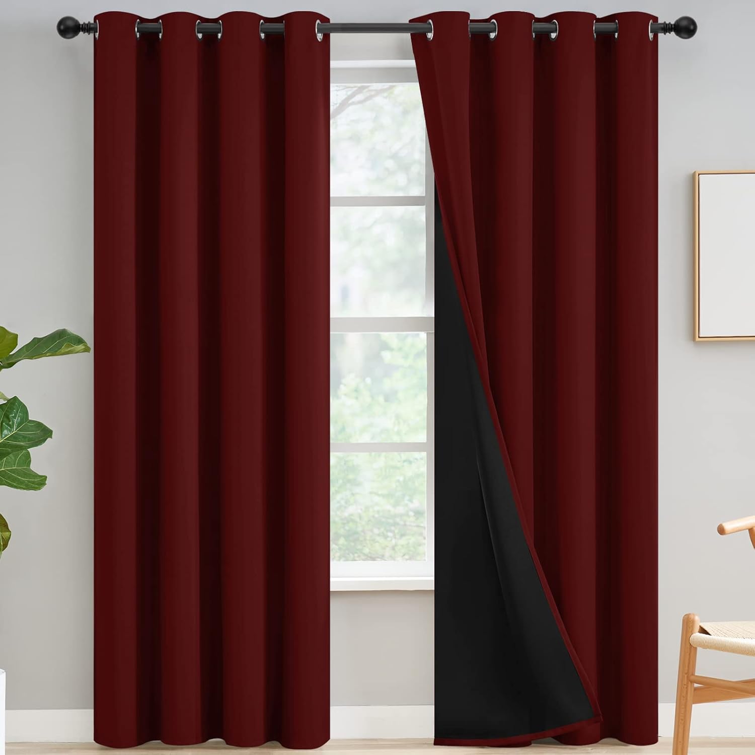 Yakamok 100% Blackout Curtains for Bedroom - Thermal Insulate