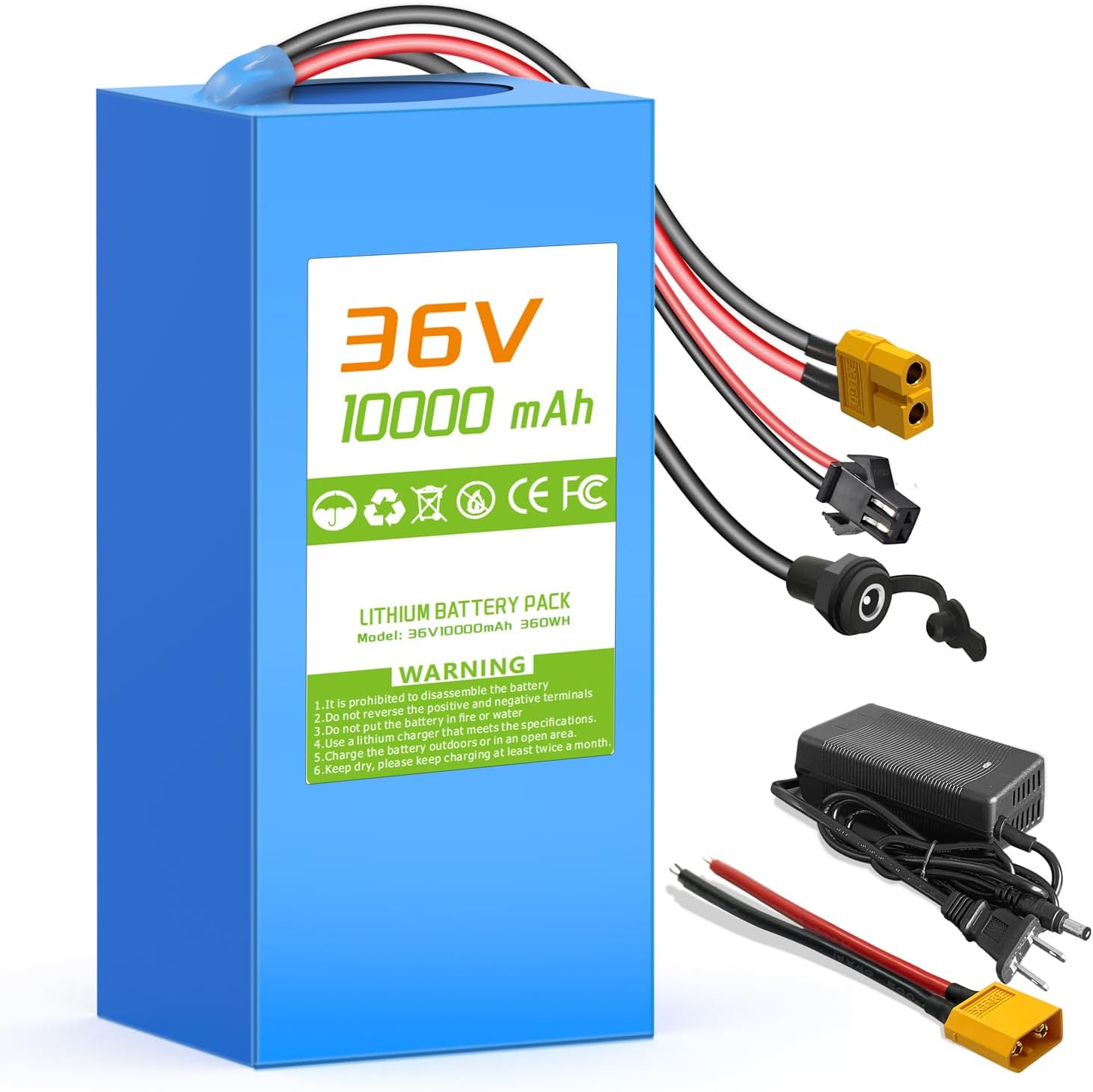 36V 10Ah Lithium Battery with 30A BMS for DIY Projects