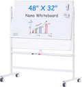 Maxtek Rolling Whiteboard on Wheels 48in x 32in - Mobile Nano-Clean