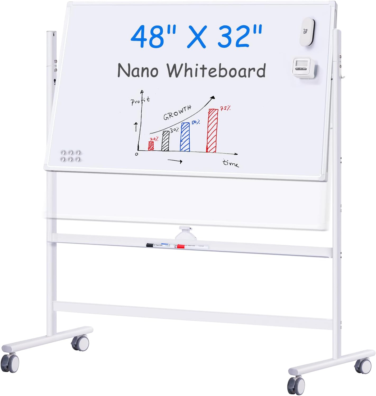 Maxtek Rolling Whiteboard on Wheels for Home Office & School
