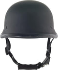German Flat Shiny Matt Black Novelty Skull Cap Half Helmet - Retro