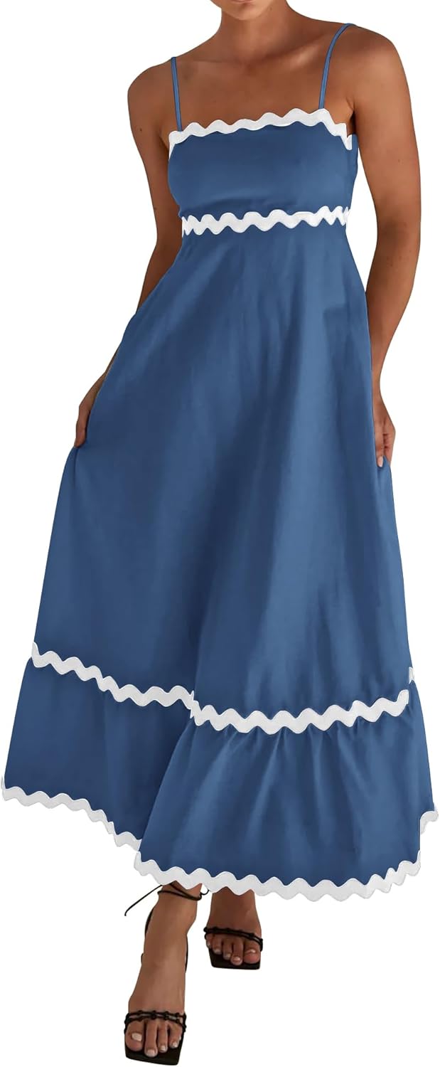Dowerme Women Summer Dresses 2025 Spaghetti Straps A-Line Midi
