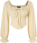 Renaissance Corset Top for Women Off Shoulder Long Sleeve - Party