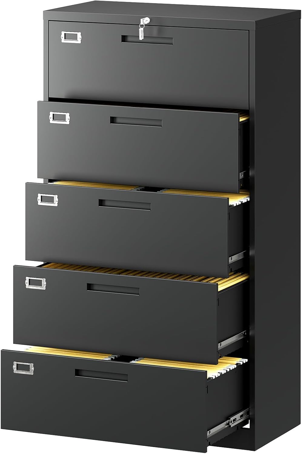 Lateral File Cabinet with 5 Drawers for Home Office Storage