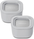 1.75 Cup Glass Food Storage Set - Compact Gray 2pc - Ceramic-Coated