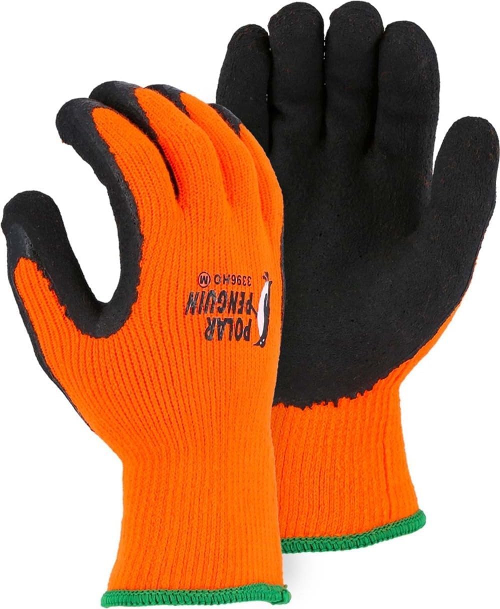 Majestic Polar Penguin Winter Lined Terry Gloves for Safety Use