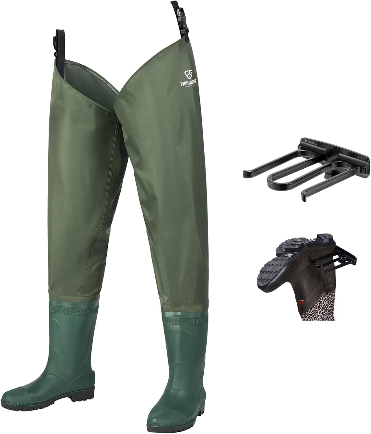 Hip Waders Waterproof Cleated Nylon PVC Fishing Boots for Comfort