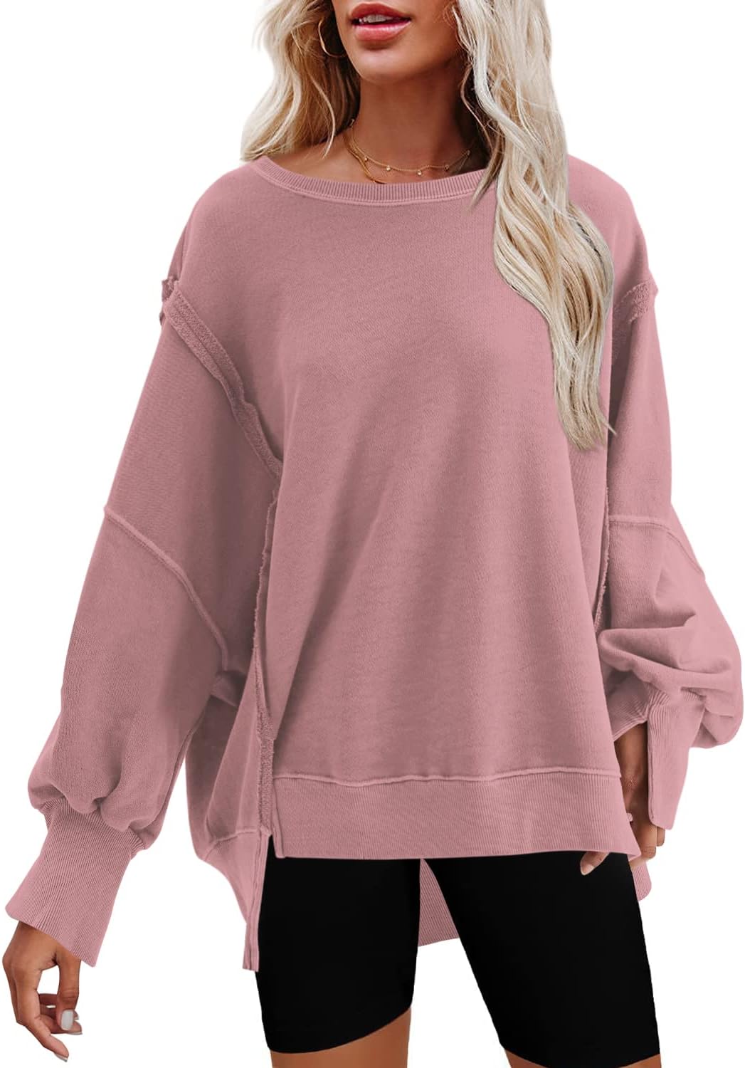 Nirovien Womens Oversized Crewneck Sweatshirt for Stylish Comfort
