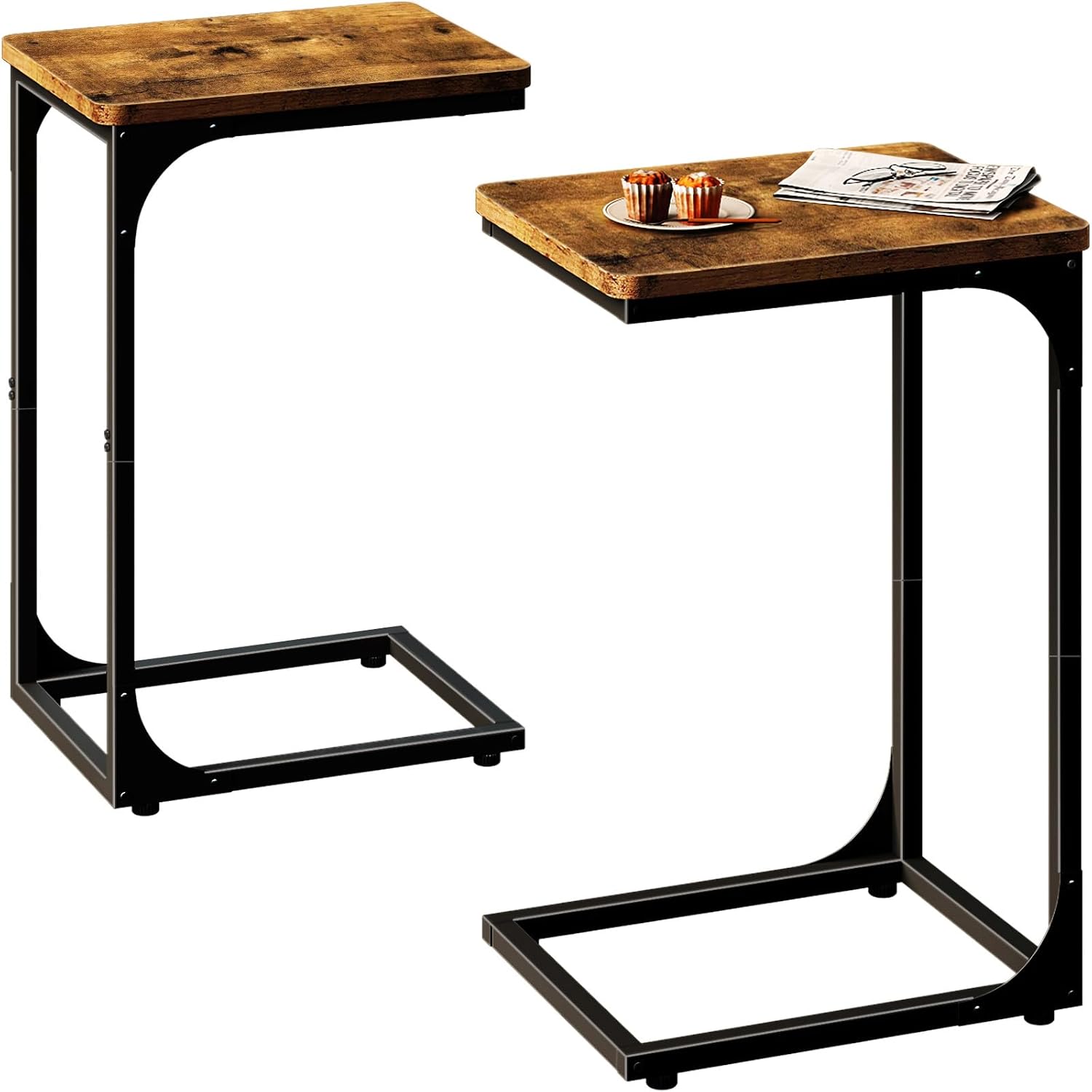 QEEIG C Shaped Side Table Set of 2 for Living Room Use