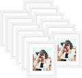 8x10 Picture Frame Set of 12 White - Display 5x7 with Mat or 8x10