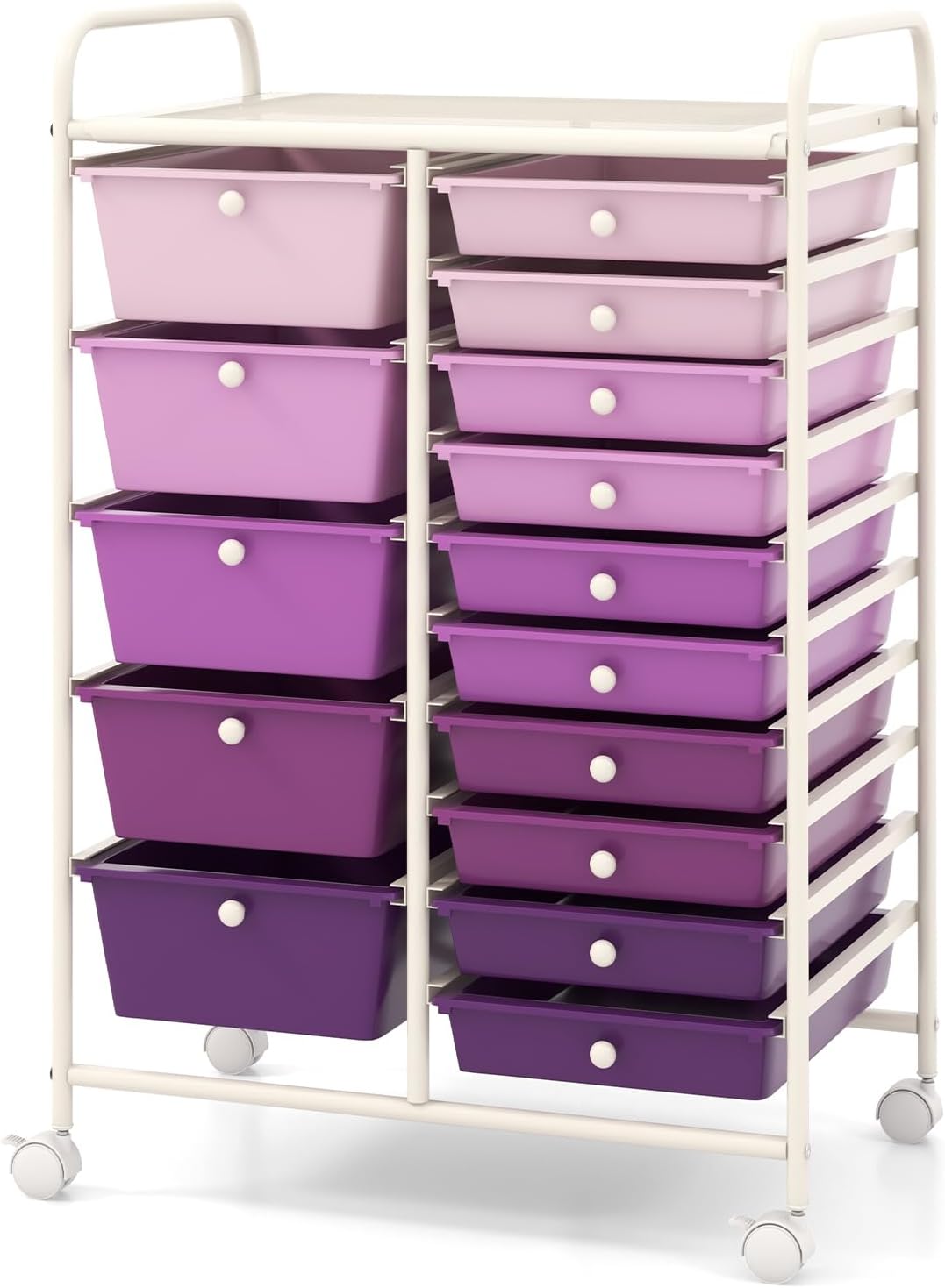 HAPPYGRILL 15-Drawer Rolling Cart for Home, Office, and School