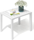 Outdoor Side Table Aluminum Rectangular End Table - Small Patio Bistro