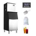 RESTISLAND Commercial Ice Maker: 360 lbs/24h, 200 lbs Storage, Blue Light, Stainless Steel