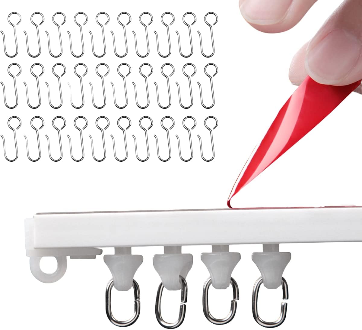 Easy Install Self-Adhesive Curtain Track, No Drill - 4FT White