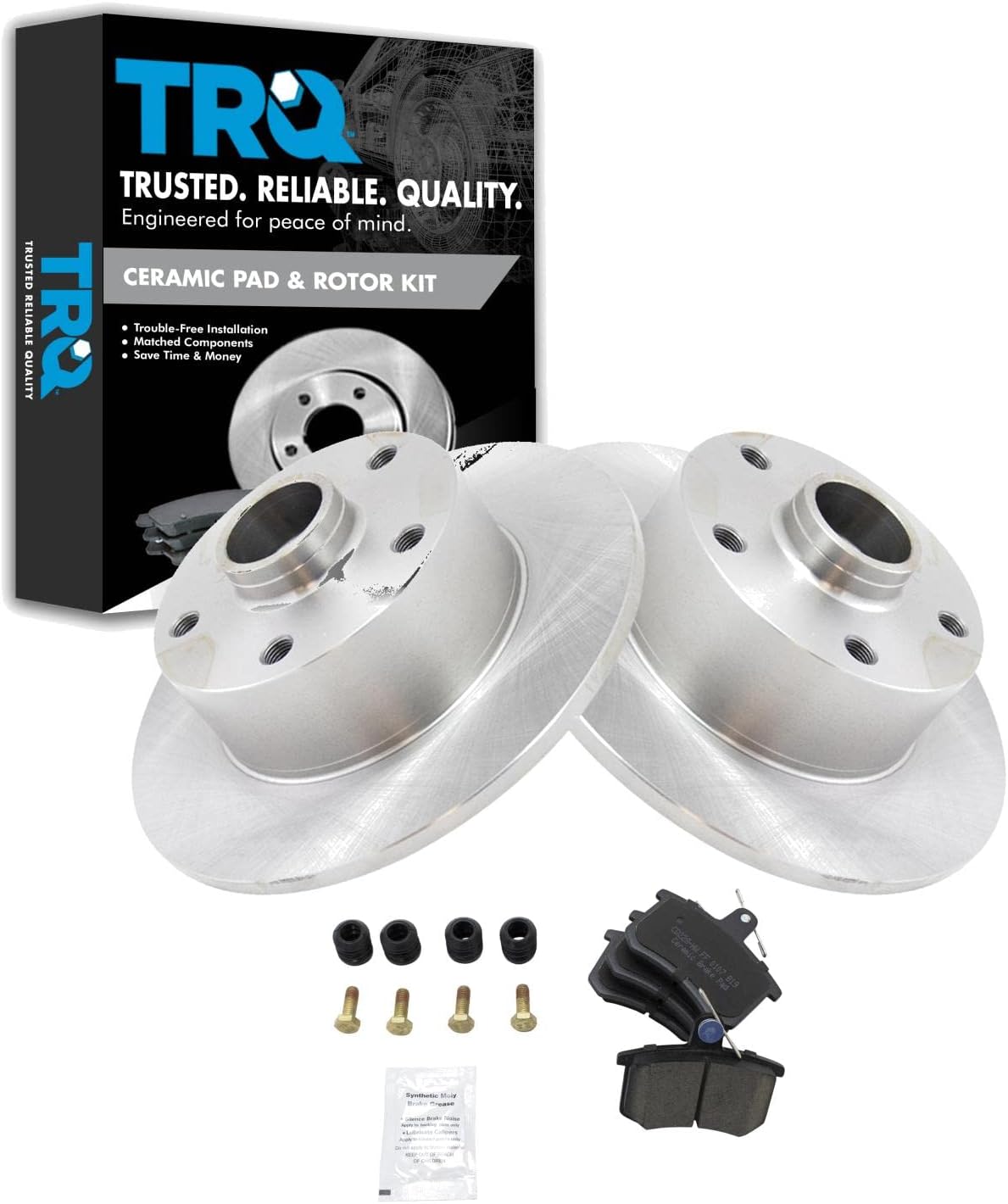 TRQ Rear Brake Pad & Rotor Kit for 1996-1997 Audi A4 Vehicles