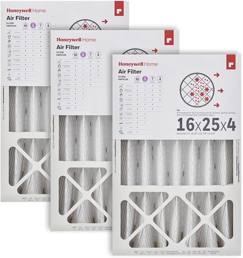16x25x4 MERV 8 Air Filter 3 Pack for Superior Air Quality