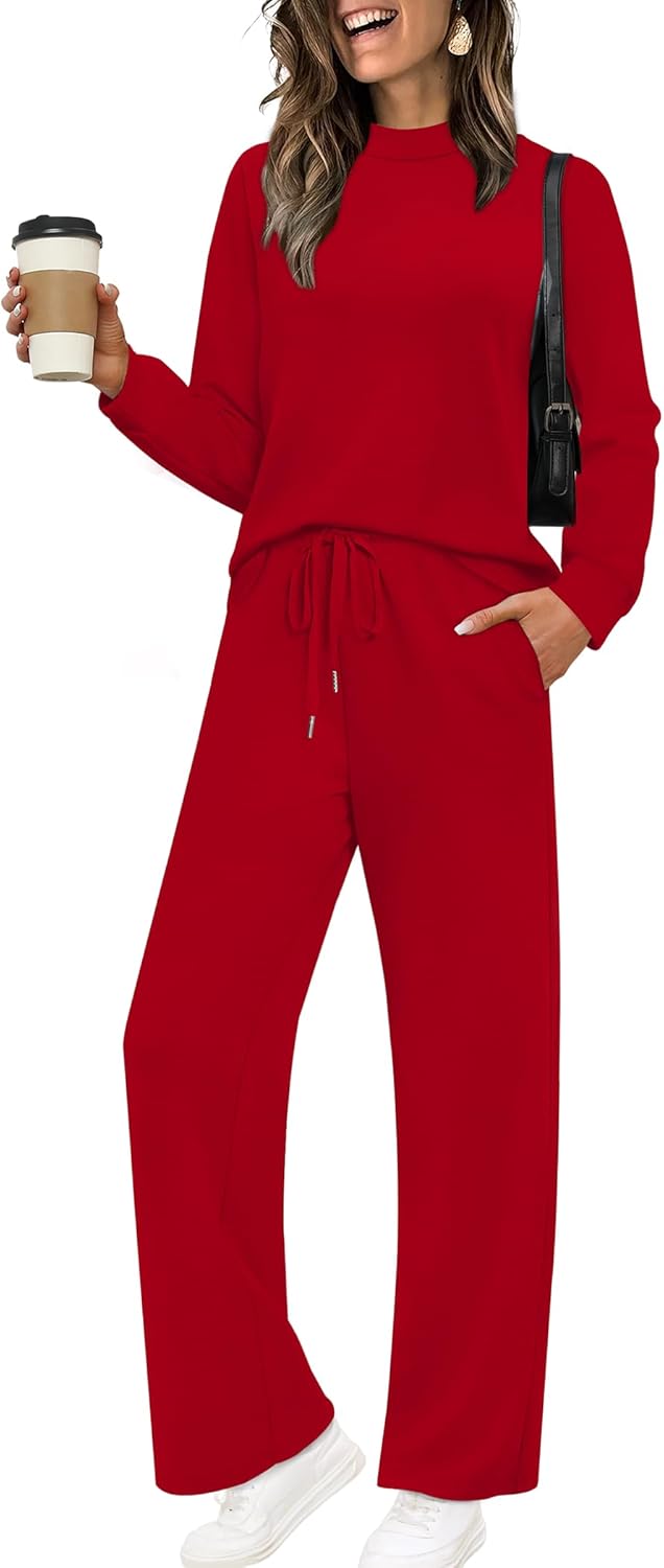 Stylish Two Piece Sets for Women Mock Neck Loungewear 2025