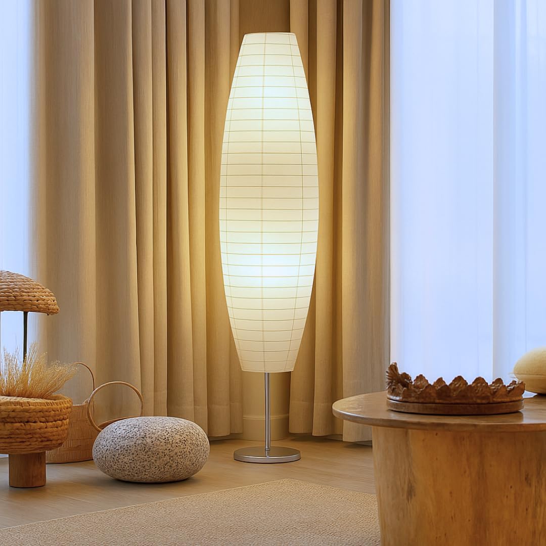 59-Inch Rice Paper Floor Lamp for Modern Home Decor