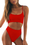 Meyeeka Womens Scoop Neck Cut Out Monokini for Summer Fun