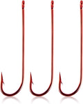 Dr.Fish Aberdeen Hooks 100 Pack - Extra Long Shank Red Nickel