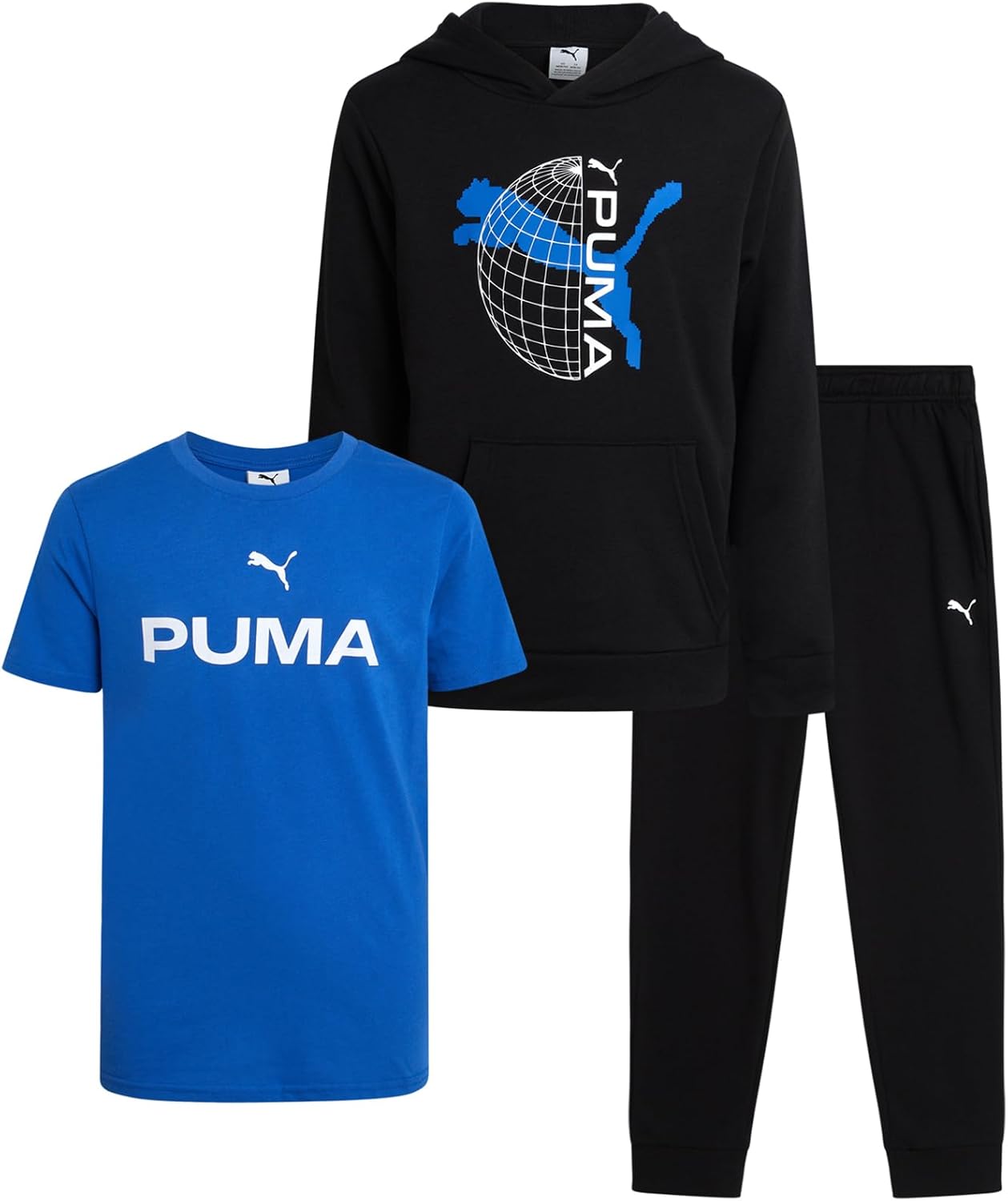 PUMA Boys Sweatpants Set - 3 Piece Fleece Pullover Hoodie