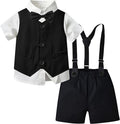 SANGTREE Baby Boys Summer Clothes with Bowtie and Suspender Shorts
