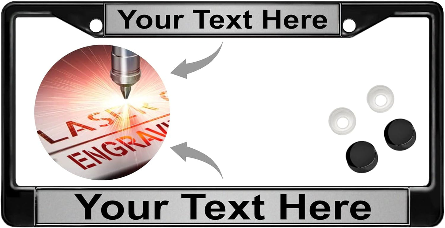 Custom Personalized Black Powder-Coated Metal License Plate Frame