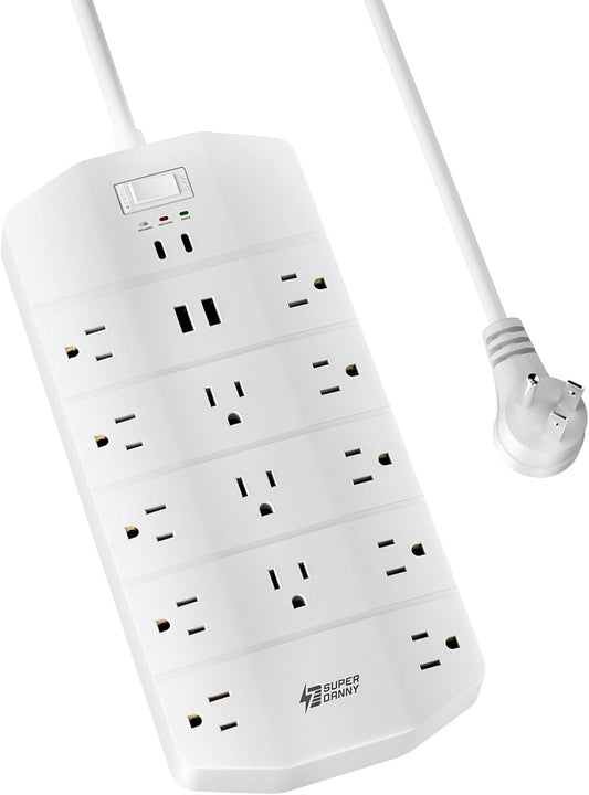 Power Strip with 13 Outlets and Fast Charging USB Ports