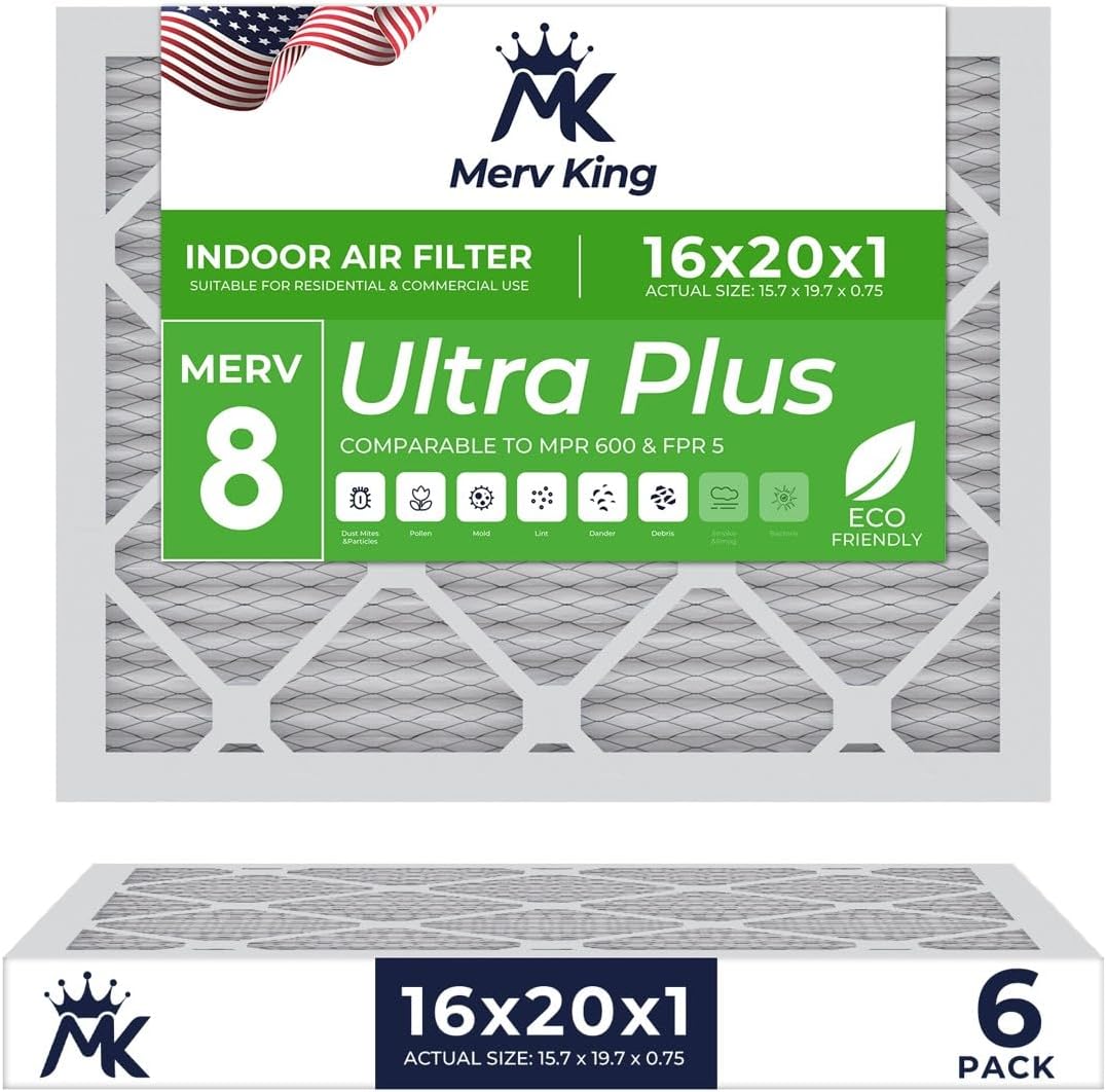 MervKing 16x20x1 Air Filter for HVAC and Furnace Systems