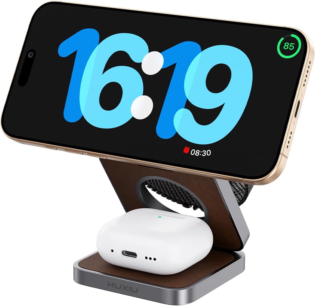 Foldable Magnetic Wireless Charger for Apple Devices - 3 in 1