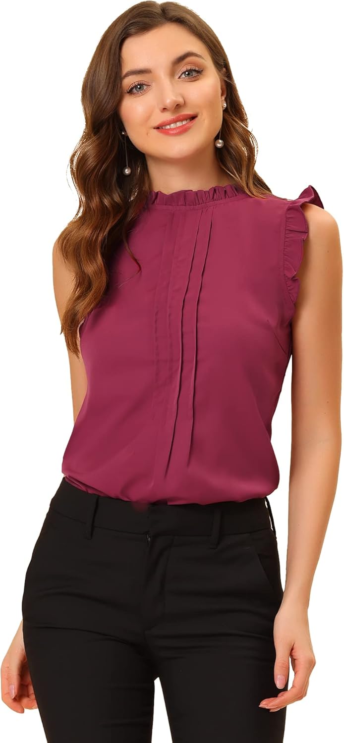 Allegra K Women's Vintage Sleeveless Blouse for Office Work