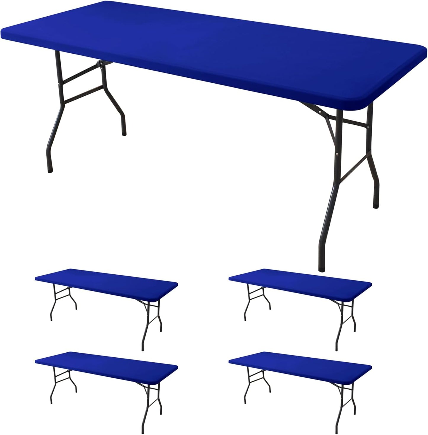 Fitted Tablecloth for 8 Foot Rectangle - 4 Pack Royal Blue