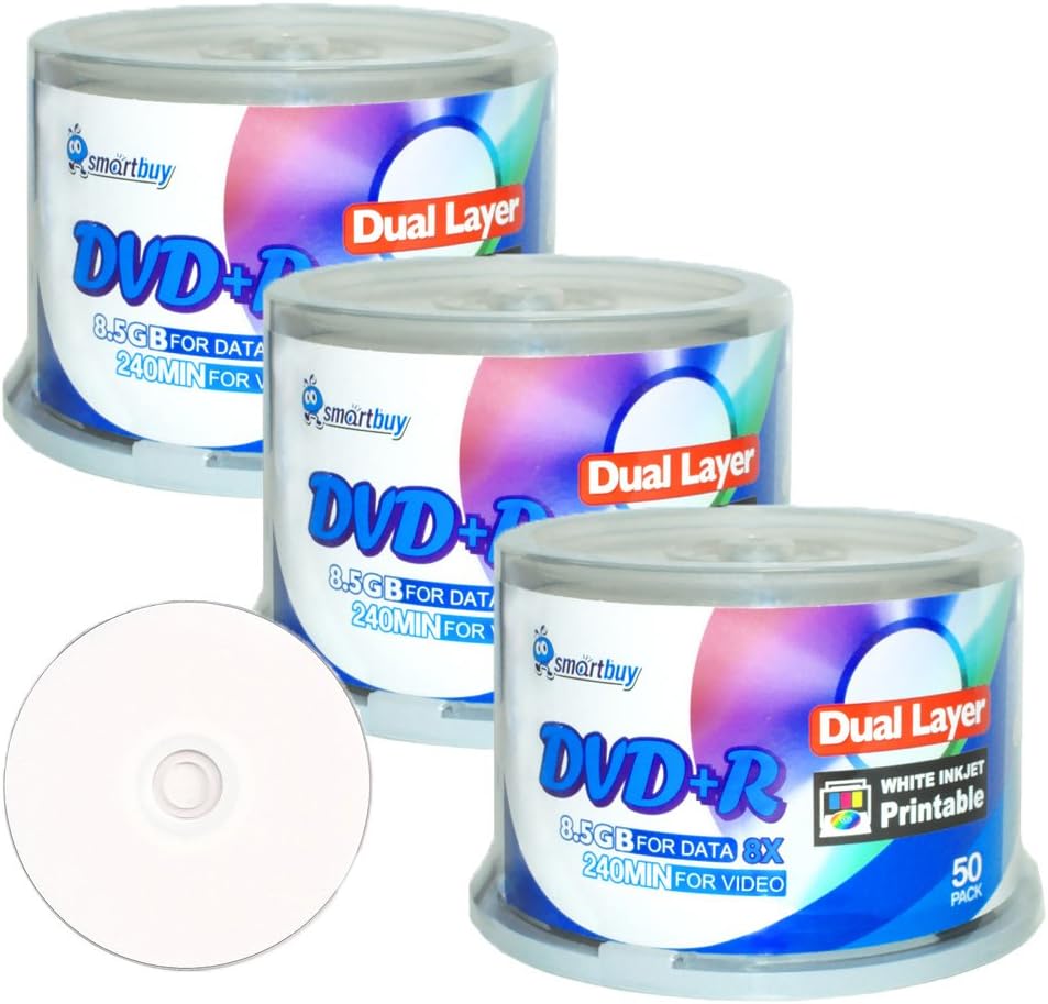 Smart Buy 150 Pack DVD+R DL 8.5GB Media for Data Storage