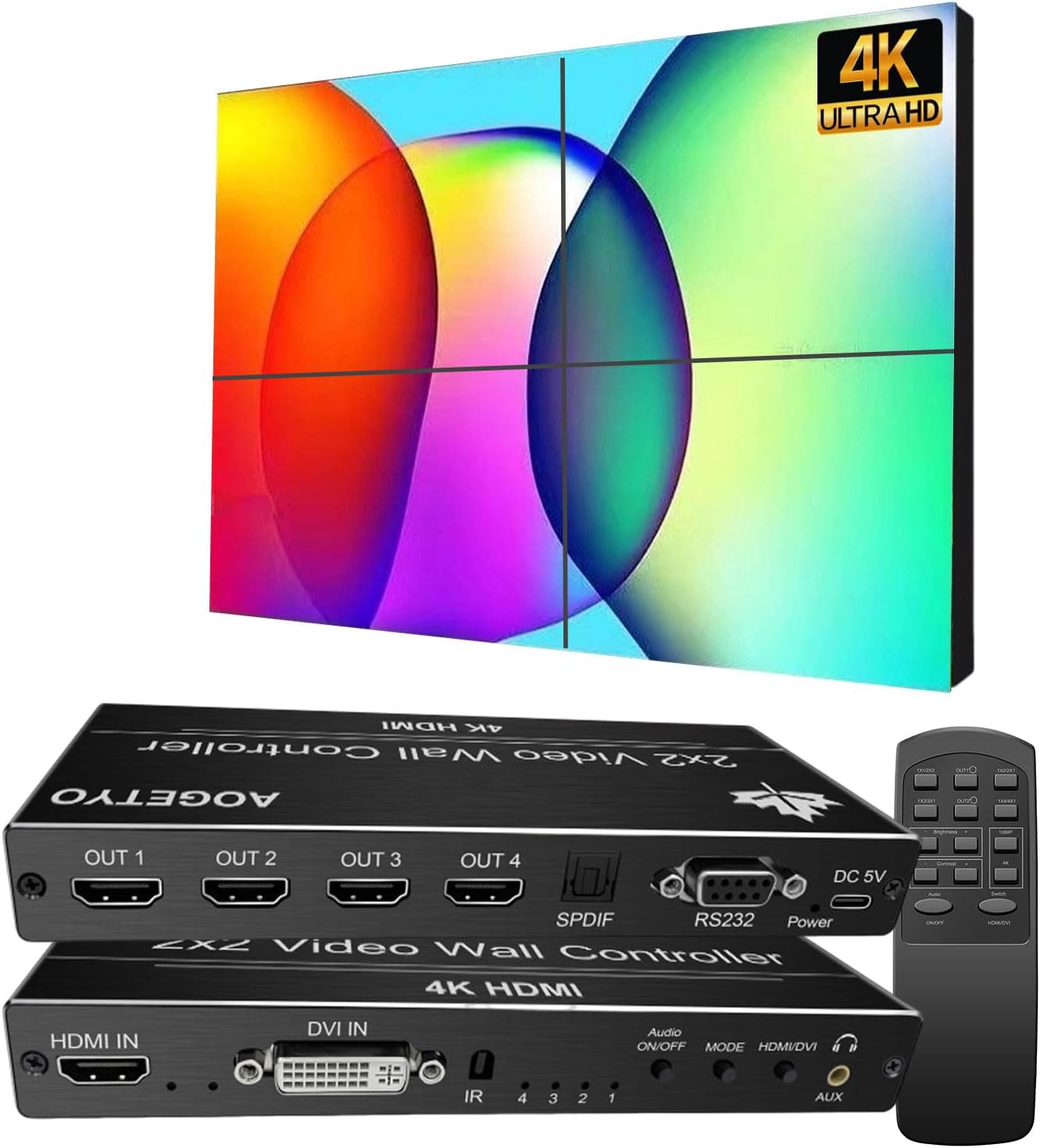 Video Wall Controller 4K HDMI DVI for Stunning Displays