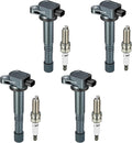 Set of 4 Ignition Coil Pack UF602 and Iridium Spark Plugs 97390