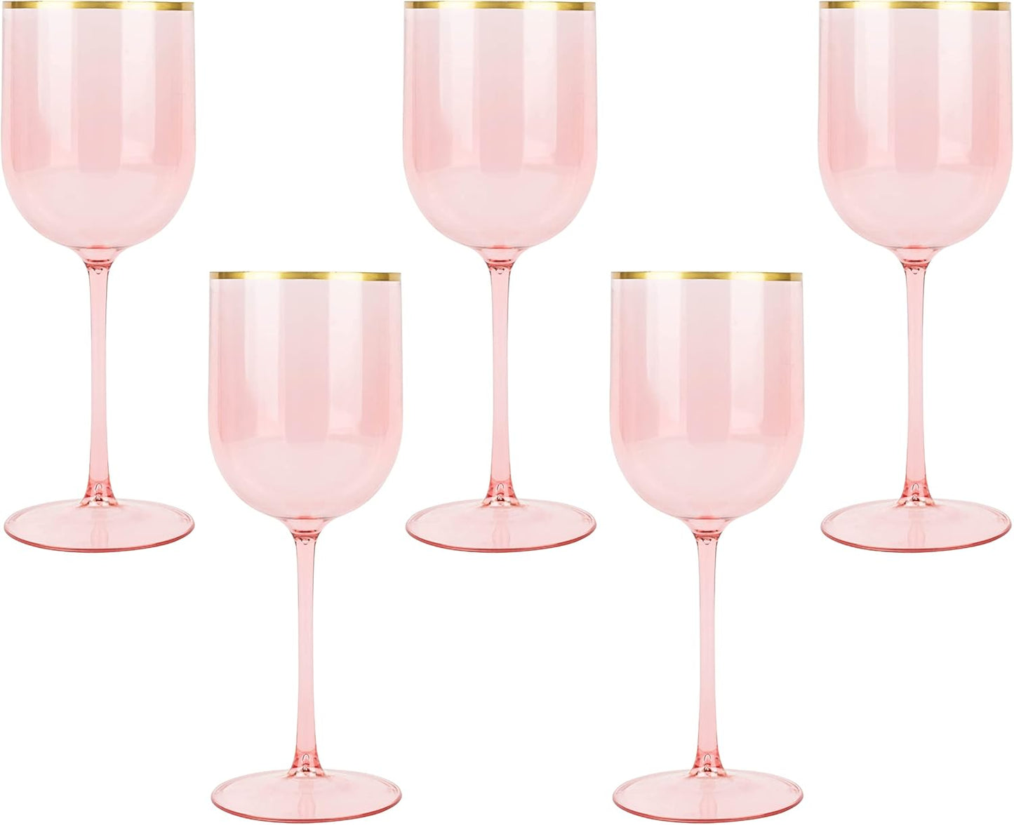 Elegant Pink Wine Cup Set of 10 with Gold Rim for Parties