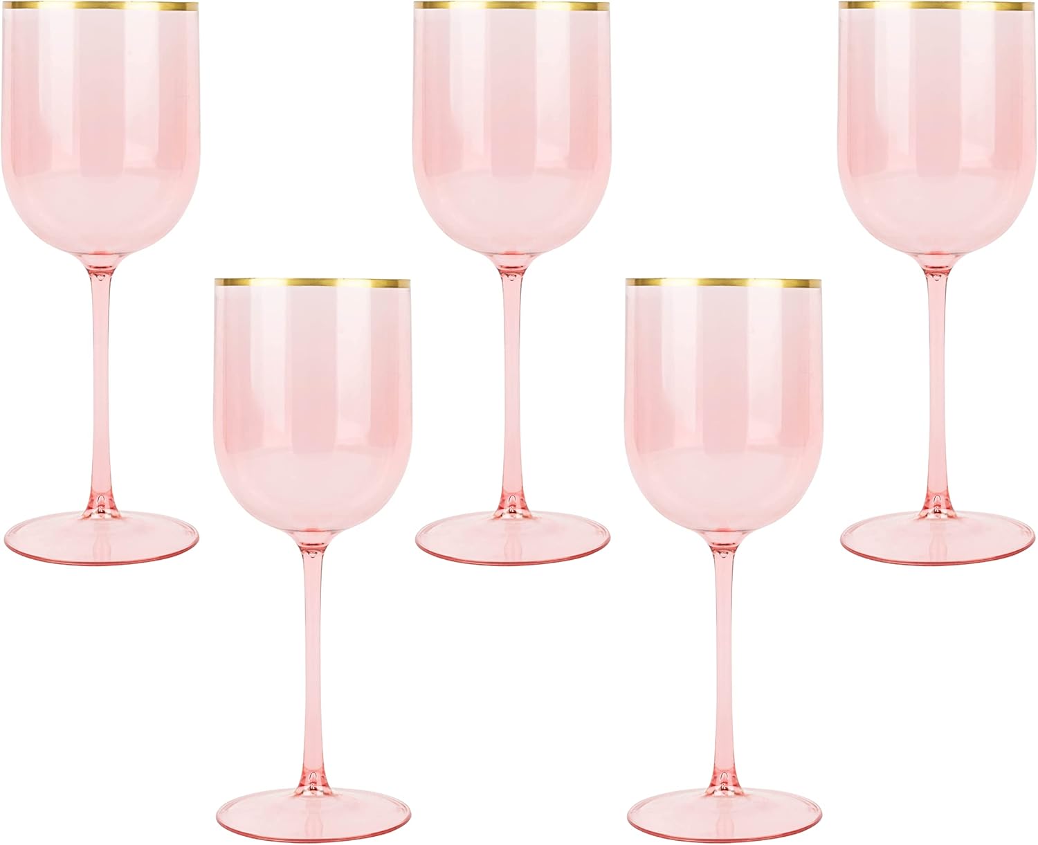 Elegant Pink Wine Cup Set of 10 with Gold Rim for Parties