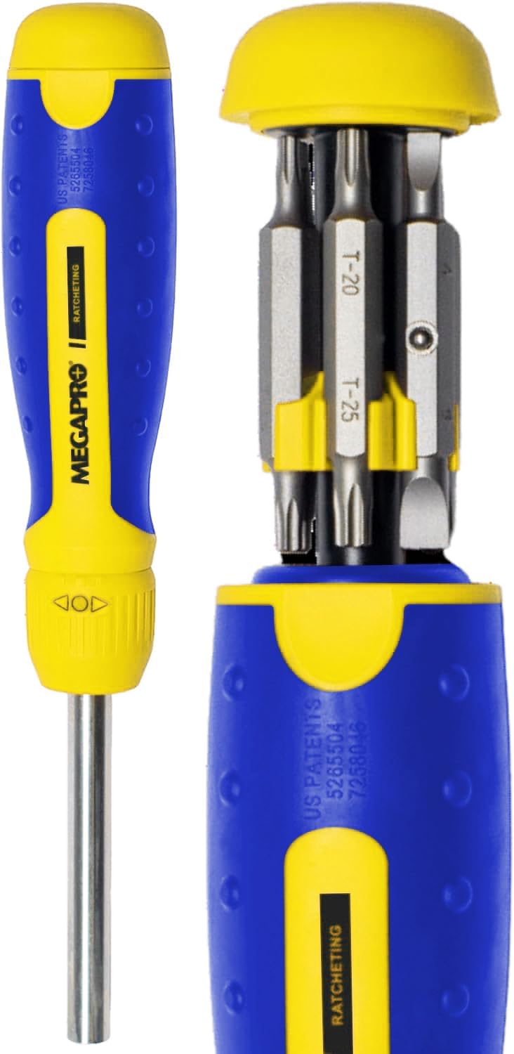 13-in-1 Ratcheting Screwdriver for Heavy-Duty Jobs in Yellow