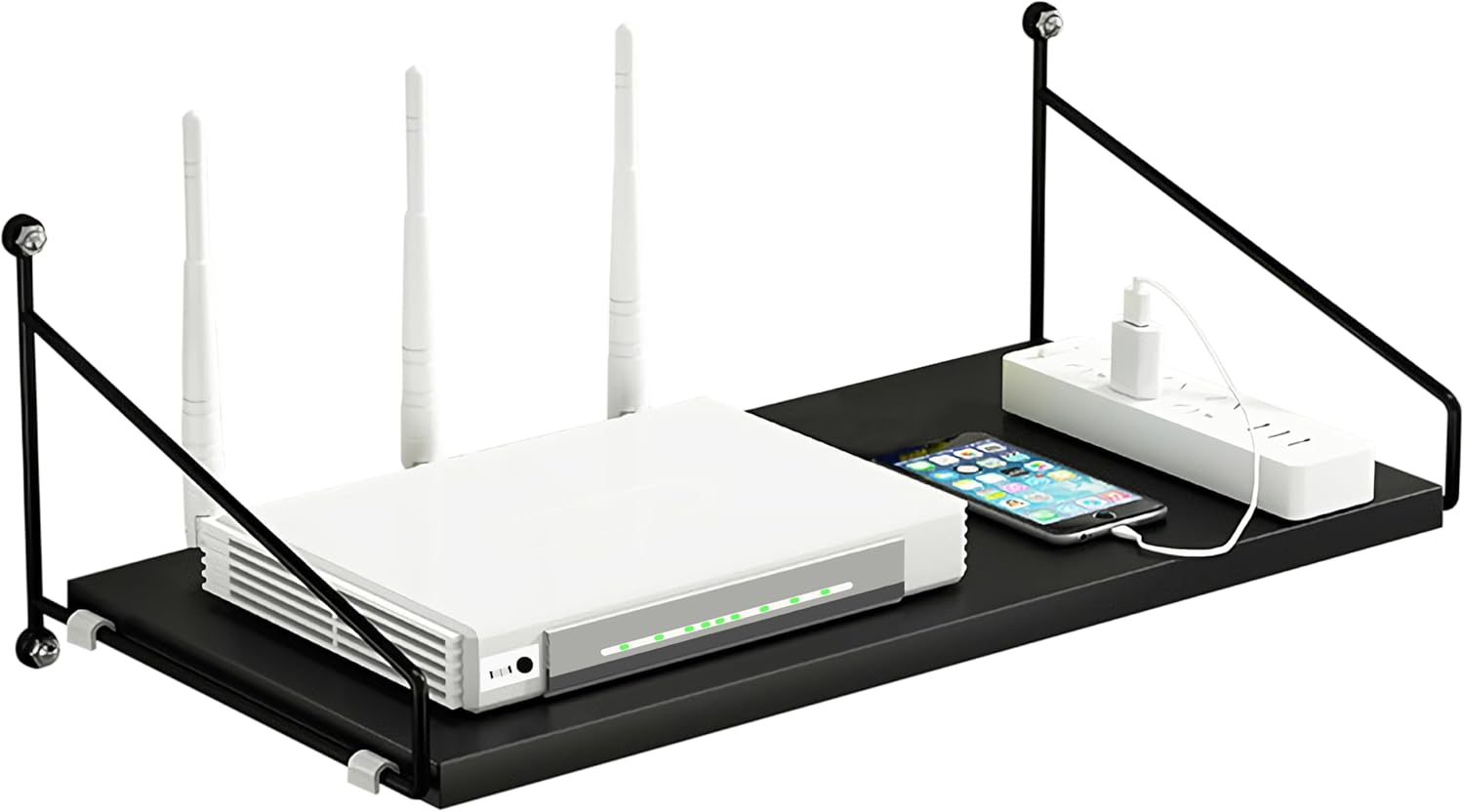 Organize AV Gear in Style with Black Floating Shelf!