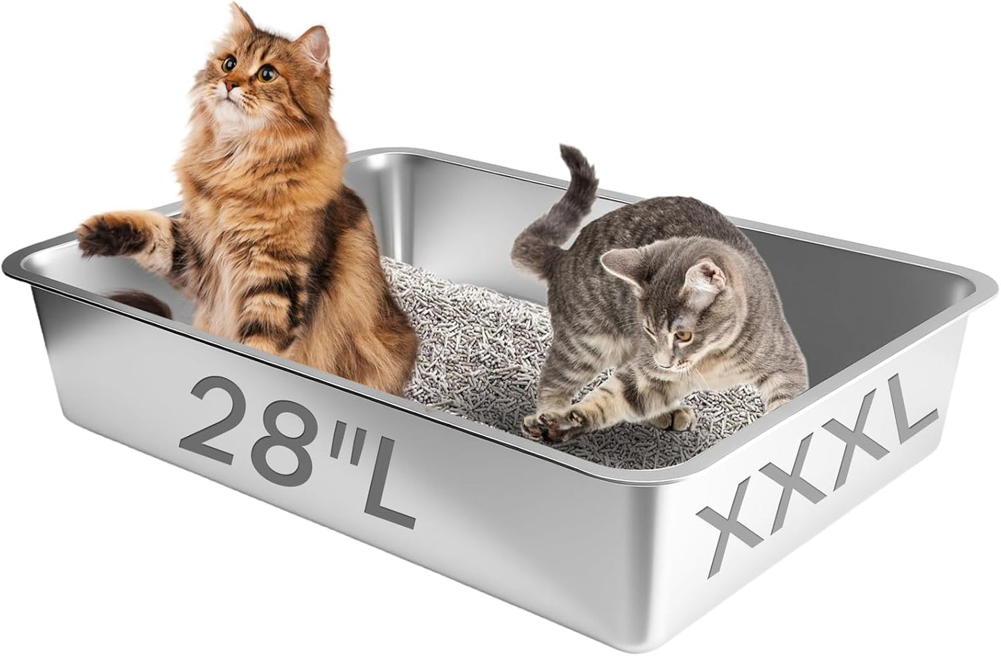 XXXL Stainless Steel Litter Box for Big Cats and Multiple Pets