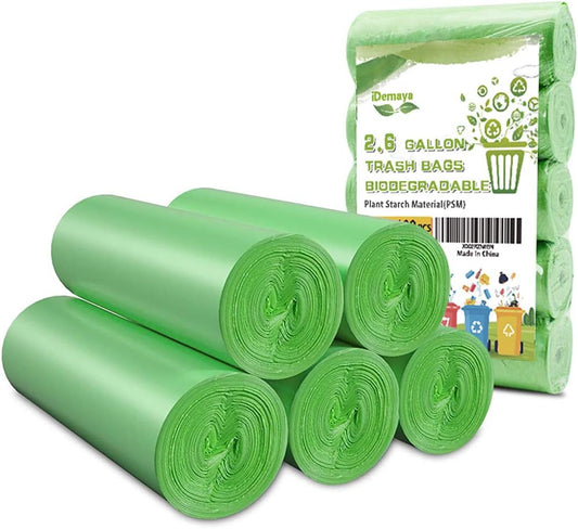 IDEMAYA Biodegradable 2.6 Gal Trash Bags - Eco-Friendly Wastebasket Liners