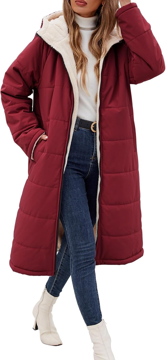 Women Winter Coats Fleece Long Jackets Oversized Warm Down