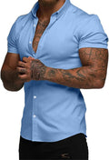 Men's Muscle Fit Short Sleeve Dress Shirt - High Stretch (Style 4YN6)